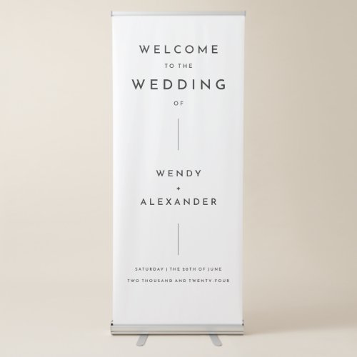 White Modern Bold Wedding Welcome Retractable Banner