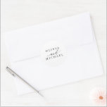 White Modern Bride and Groom Names Wedding Classic Round Sticker<br><div class="desc">Modern minimal wedding seals</div>