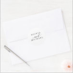 White Modern Bride and Groom Names Wedding Classic Round Sticker<br><div class="desc">Modern minimal wedding seals</div>