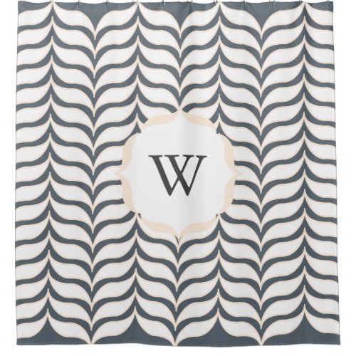 White Modern Chevrons Pattern Monogram Shower Curtain