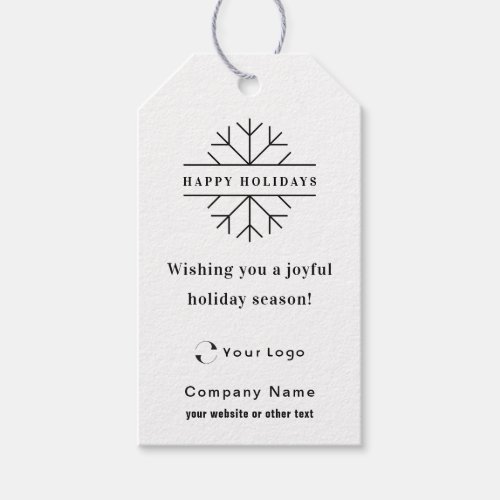 White Modern Christmas Business Logo QR code Chic Gift Tags