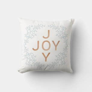 White Modern Christmas JOY Throw Pillow