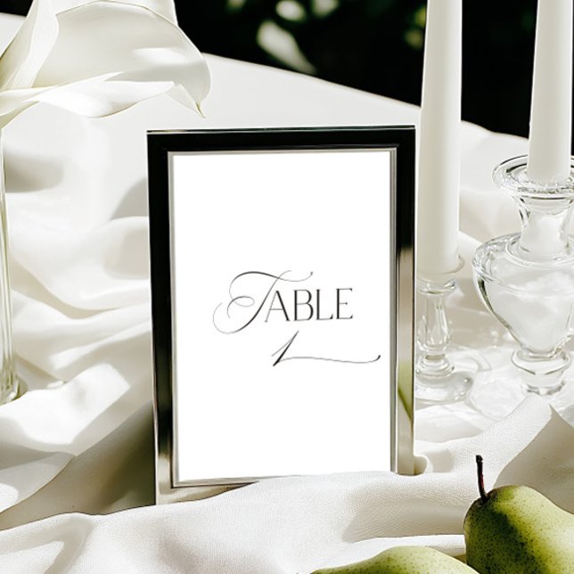 White Modern Classic Calligraphy Table Number (This design is not editable. All table numbers can be found in the collection on this page.)
