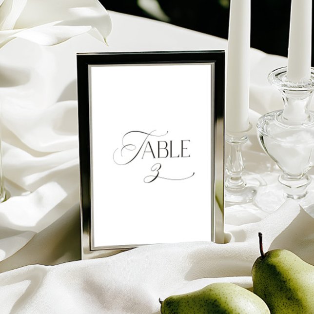 White Modern Classic Calligraphy Table Number (This design is not editable. All table numbers can be found in the collection on this page.)