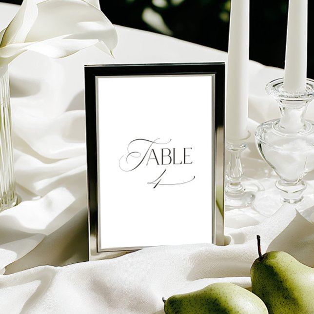 White Modern Classic Calligraphy Table Number (This design is not editable. All table numbers can be found in the collection on this page.)