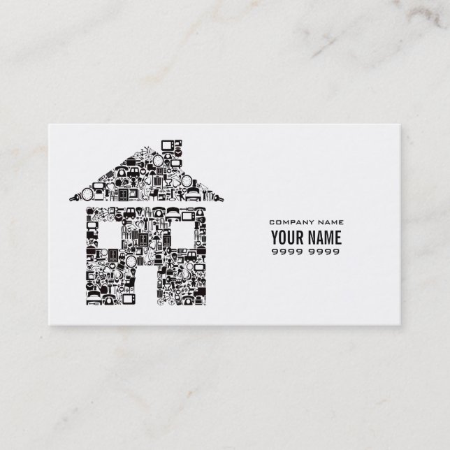 White Modern Construction Template Business Card (Front)