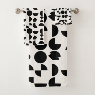 White Modern Elegant Geometric Tribal Bath Towel Set