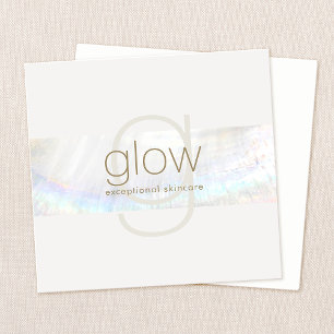 White Modern Elegant Monogram Seashell Square Business Card