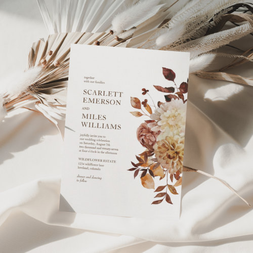 White Modern Fall Terracotta Floral Wedding