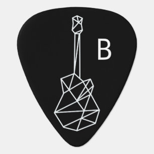 white modern & geometric electric-guitar on black guitar pick