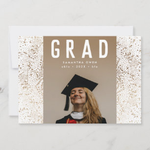 White Modern Gold Foil Botanicals Grad Photo Announcement