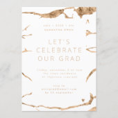 White Modern Gold Foil Marble Graduation Party Invitation (Front)