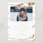 White Modern Gold Foil Marble Graduation Party Invitation (Back)