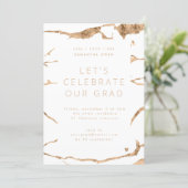 White Modern Gold Foil Marble Graduation Party Invitation (Standing Front)