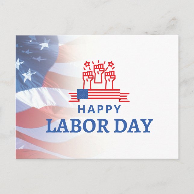 White Modern happy Labor Day  Postcard (Front)