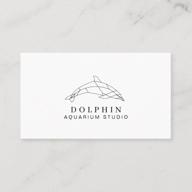 White Modern Low Poly Dolphin Ocean Professional Business Card (Front)
