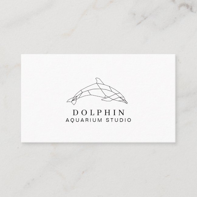 White Modern Low Poly Dolphin Ocean Professional Business Card