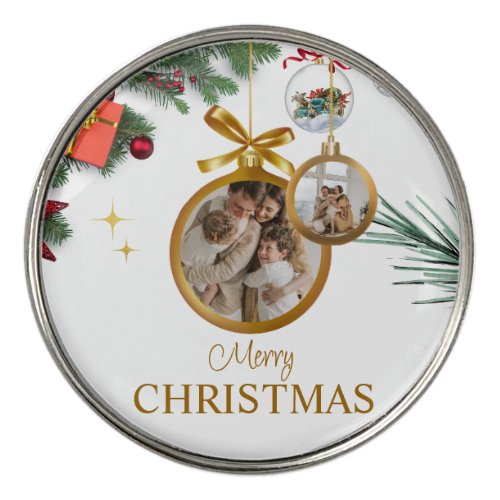 White Modern Merry Christmas Best Golf Ball Marker