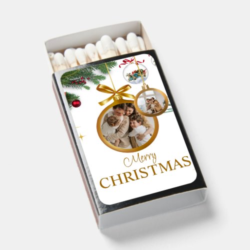 White Modern Merry Christmas Customizable Matchbox Matchboxes