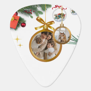 White Modern Merry Christmas Standard Guitar Pick