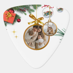 White Modern Merry Christmas Triangle Guitar Pick