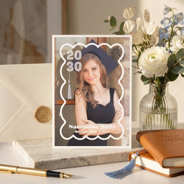 White Modern Minimal Funky Frame Photo Graduation Announcement (White Modern Minimal Funky Frame Photo Graduation Announcement)