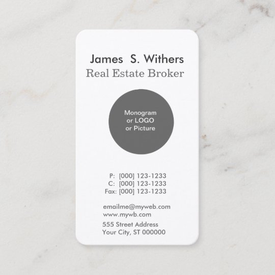 White Modern Minimal Round Logo Professional Business Card