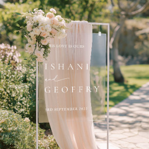 White Modern Minimal Wedding Acrylic Welcome Sign