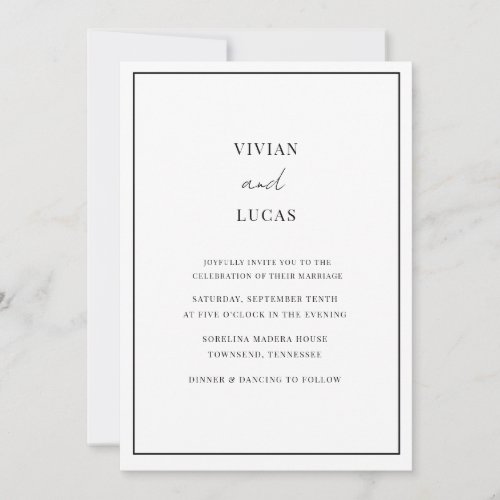 White Modern Minimal Wedding Invitation