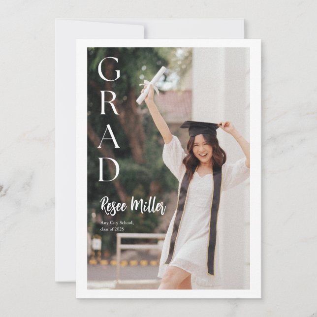 White Modern Minimalist Elegant Graduation Card (Front)