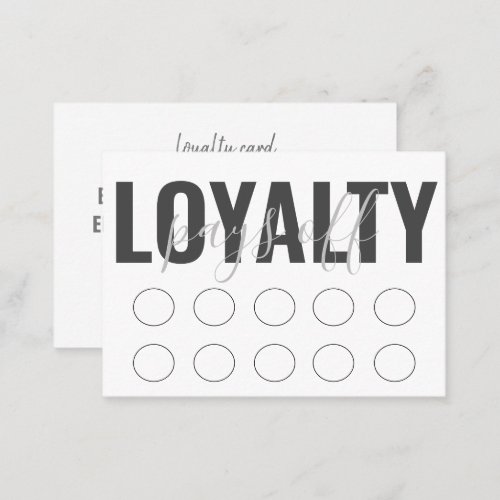 White Modern Minimalist Punch Script Loyalty Card