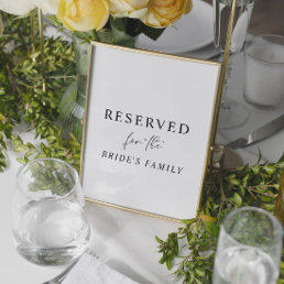 White Modern Minimalist Reserved Wedding Sign  Invitation