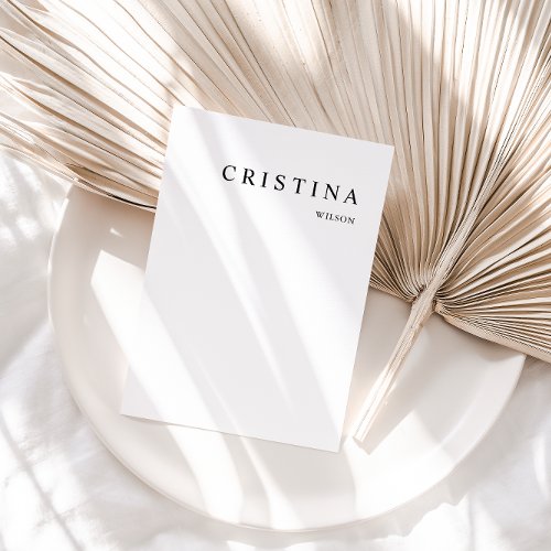 White Modern Minimalist Table Guest Place Card