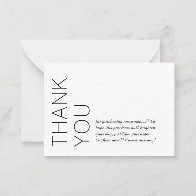 White Modern Minimalist Thank You Note Card (Front)