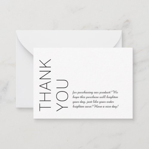 White Modern Minimalist Thank You Note Card