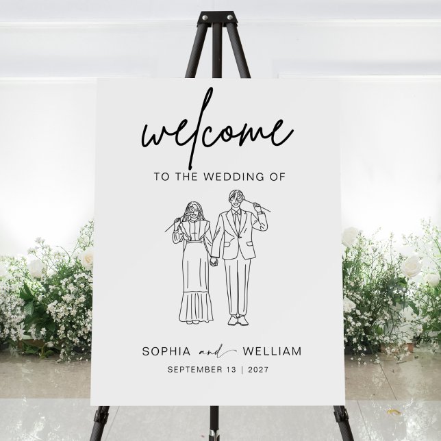 White Modern Minimalist Wedding Welcome Sign (Creator Uploaded)