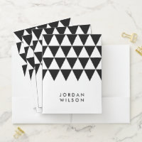 White Modern Minimalist with Black Triangle Pocket Folder