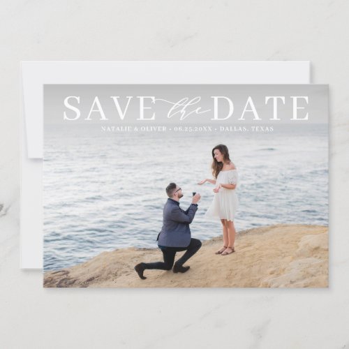 White Modern Mix Typography Classic Photo Save The Date