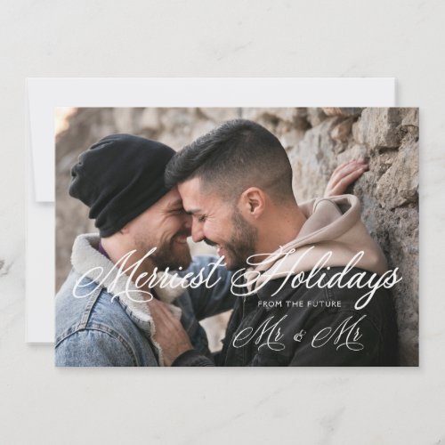 White Modern Mr  Mr Happiest Holidays Christmas Save The Date