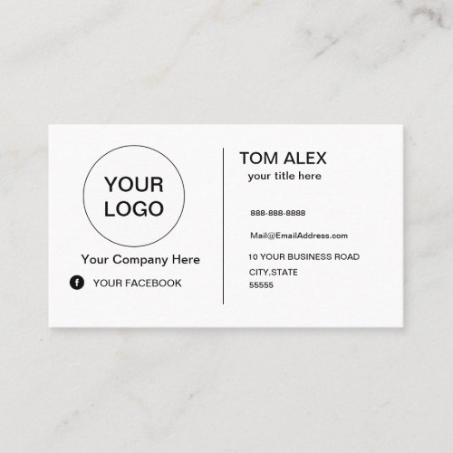 White Modern Or Any Color Professional Plain  Business Card
