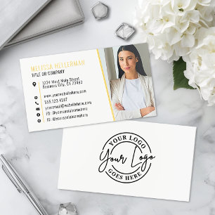 White Modern Photo Logo Professional Foil Business Cards