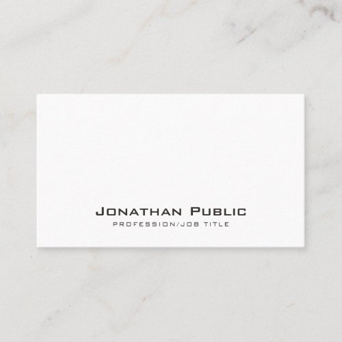 White Modern Plain Professional Simple Elegant Business Card