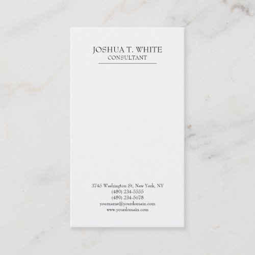 White Modern Plain Simple Attractive Minimalist Business Card