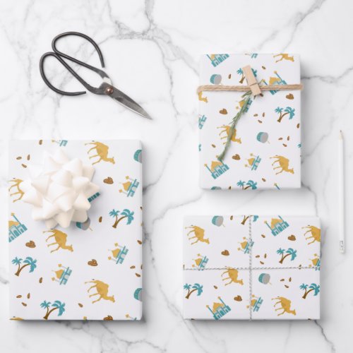 White Modern Ramadan Eid Mubarak Happy Eid Muslim Wrapping Paper Sheets