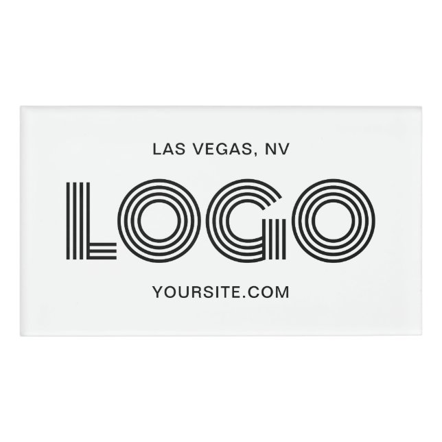 White Modern Rectangular Logo Name Tag (Front)