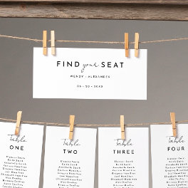 White Modern Script Hanging Seating Chart Header