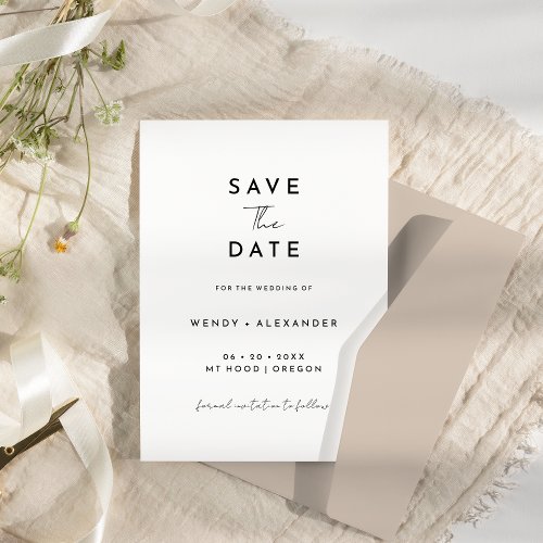 White Modern Script Save The Date