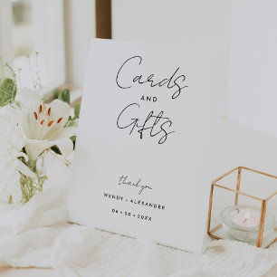 White Modern Script Wedding Cards and Gifts Sign