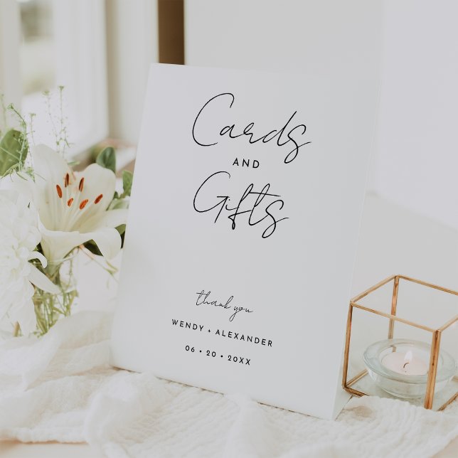 White Modern Script Wedding Cards and Gifts Sign (Creator Uploaded)