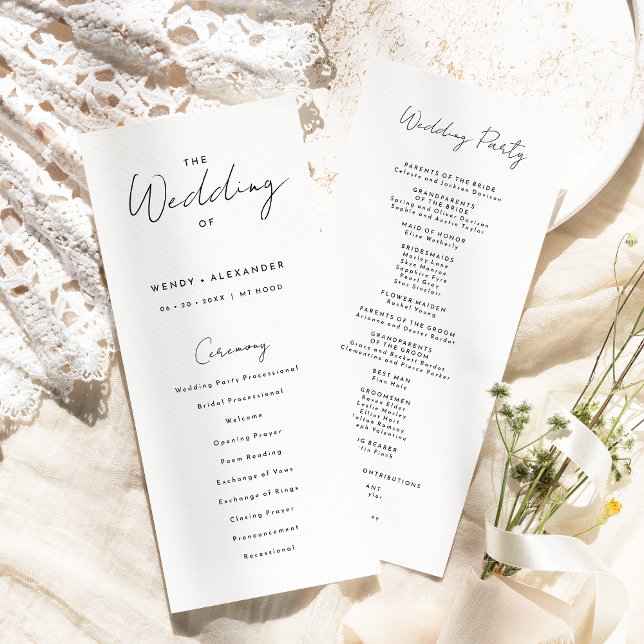 White Modern Script Wedding Flat Program (Creator Uploaded)